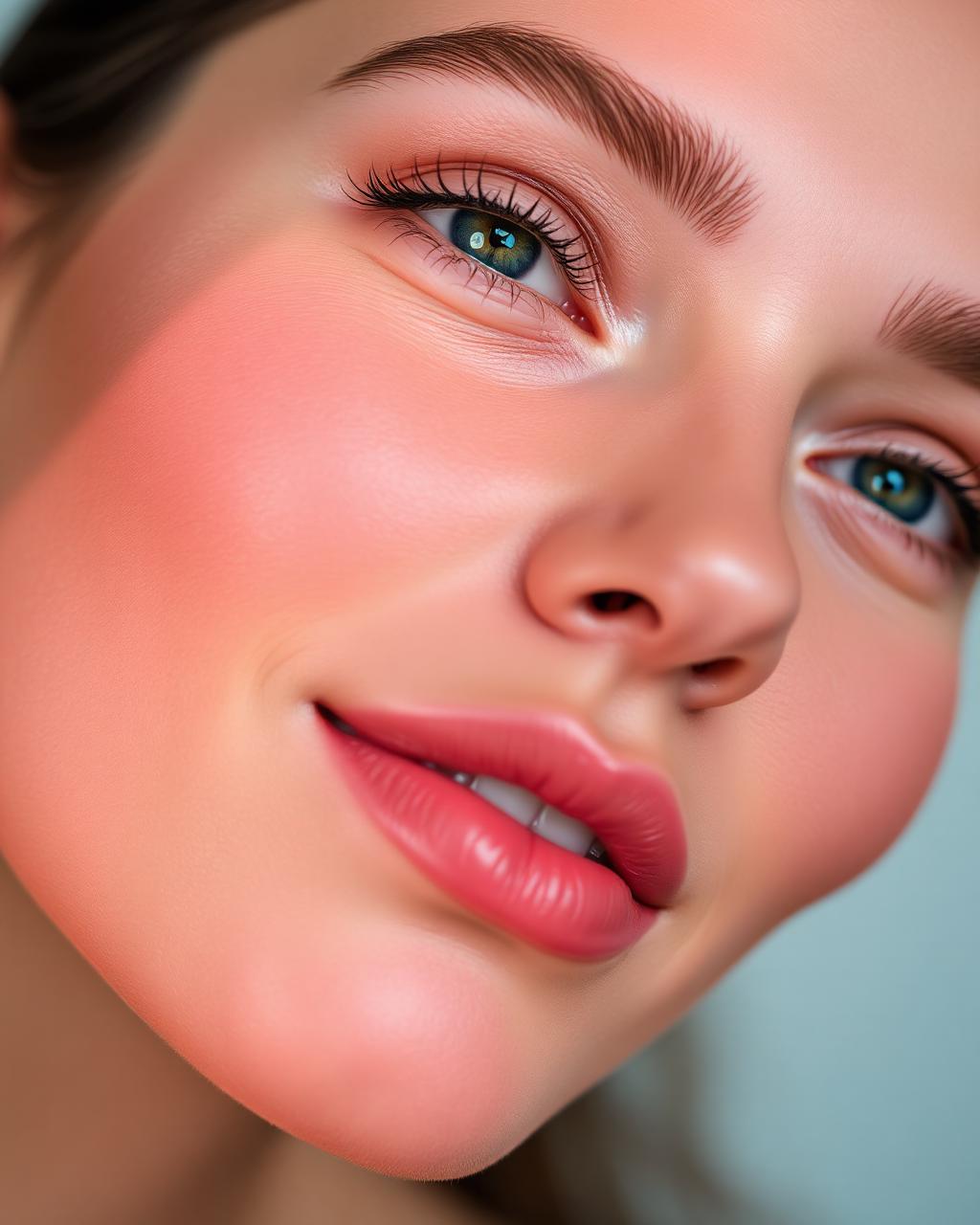 Woman with radiant glowing skin after using DermaEssential