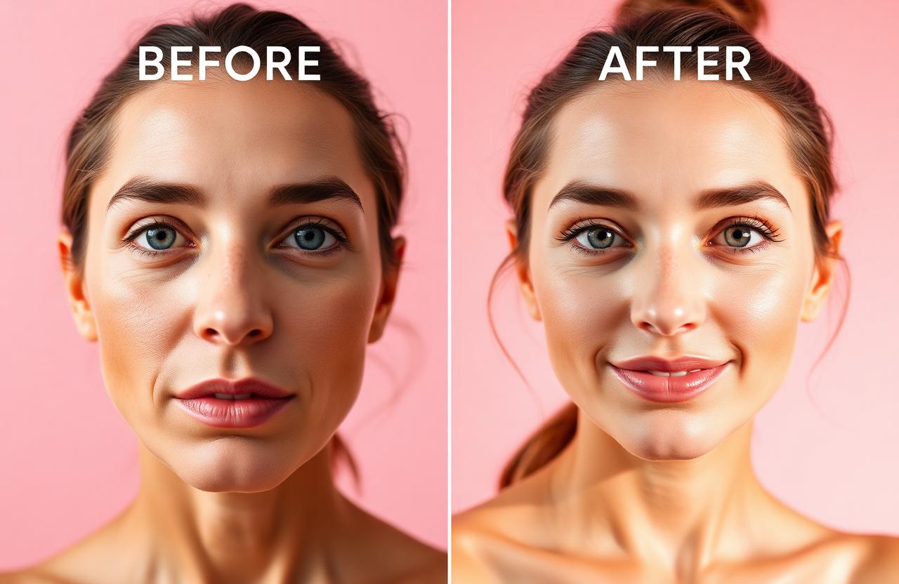 Before and after results of using DermaEssential skin supplement